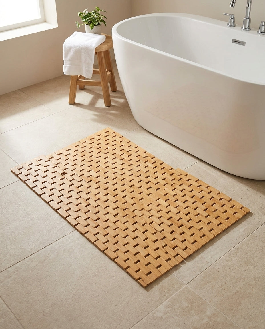 Tapis de Bain Antidérapant en Bambou Naturel Bambéa