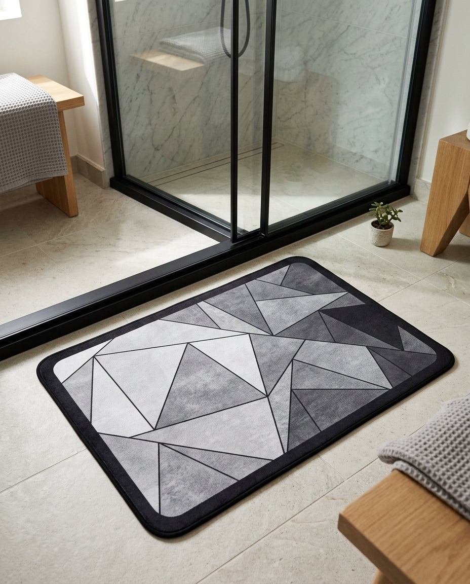 Tapis de Bain Antidérapant Boue de Diatomée Motif Minimaliste Anguléa