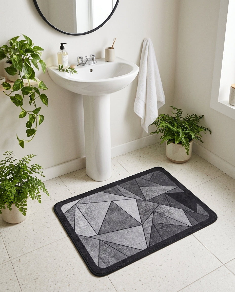 Tapis de Bain Antidérapant Boue de Diatomée Motif Minimaliste Anguléa