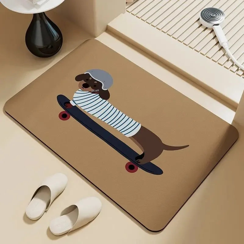 Tapis de Bain Antidérapant Teckel Skateboard Teckly