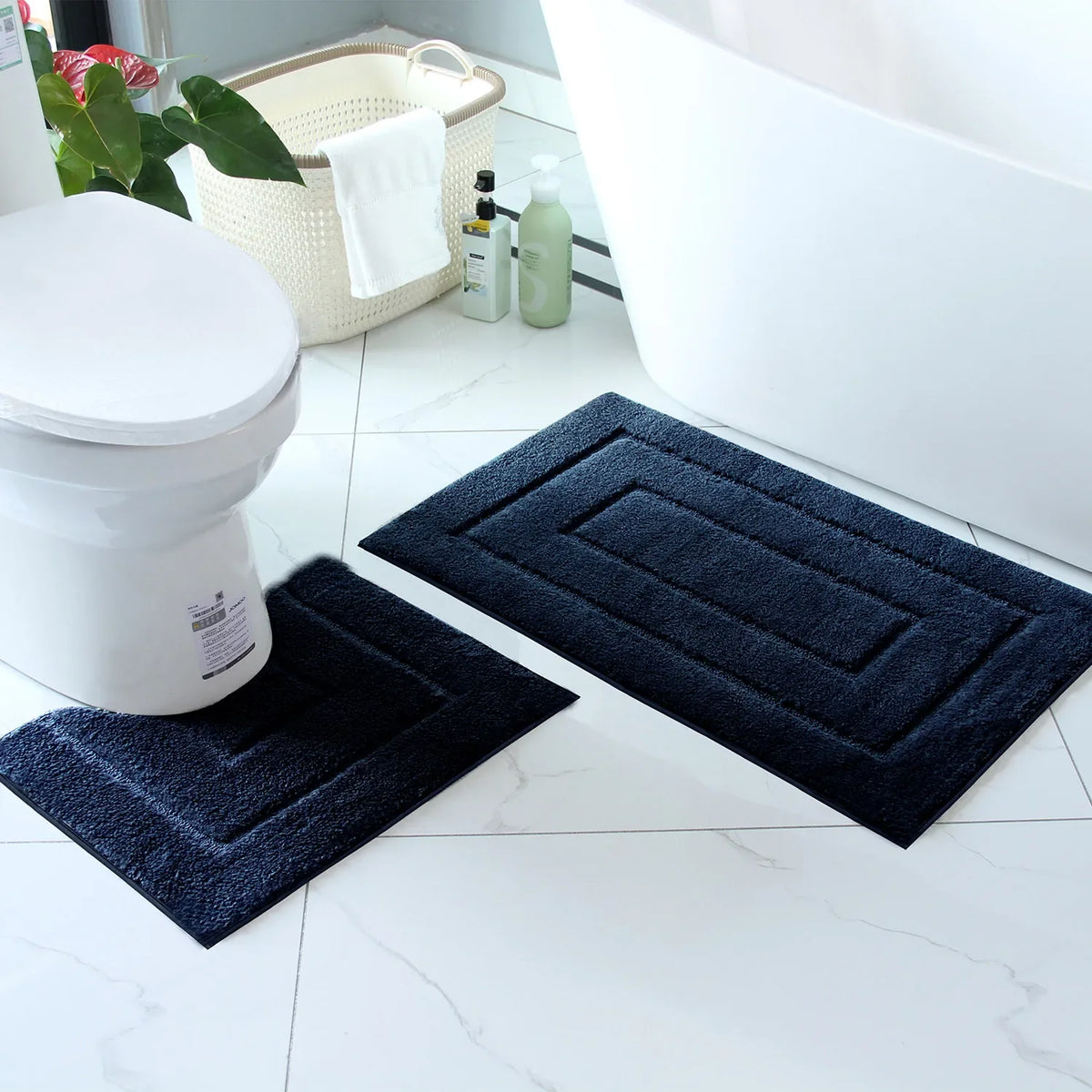 Tapis de Bain Antidérapant Cadréa – Duo Moelleux à Bordure