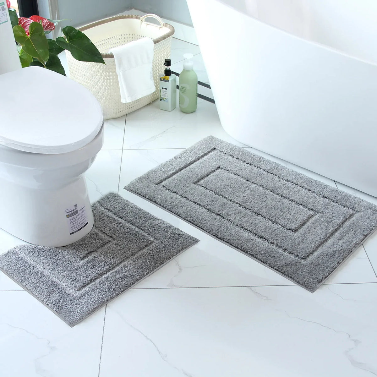 Tapis de Bain Antidérapant Cadréa – Duo Moelleux à Bordure