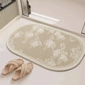 Tapis de Bain Floréa – Motif Floral Sculpté en Diatomée Anti-Dérapant