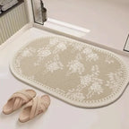 Tapis de Bain Floréa – Motif Floral Sculpté en Diatomée Anti-Dérapant