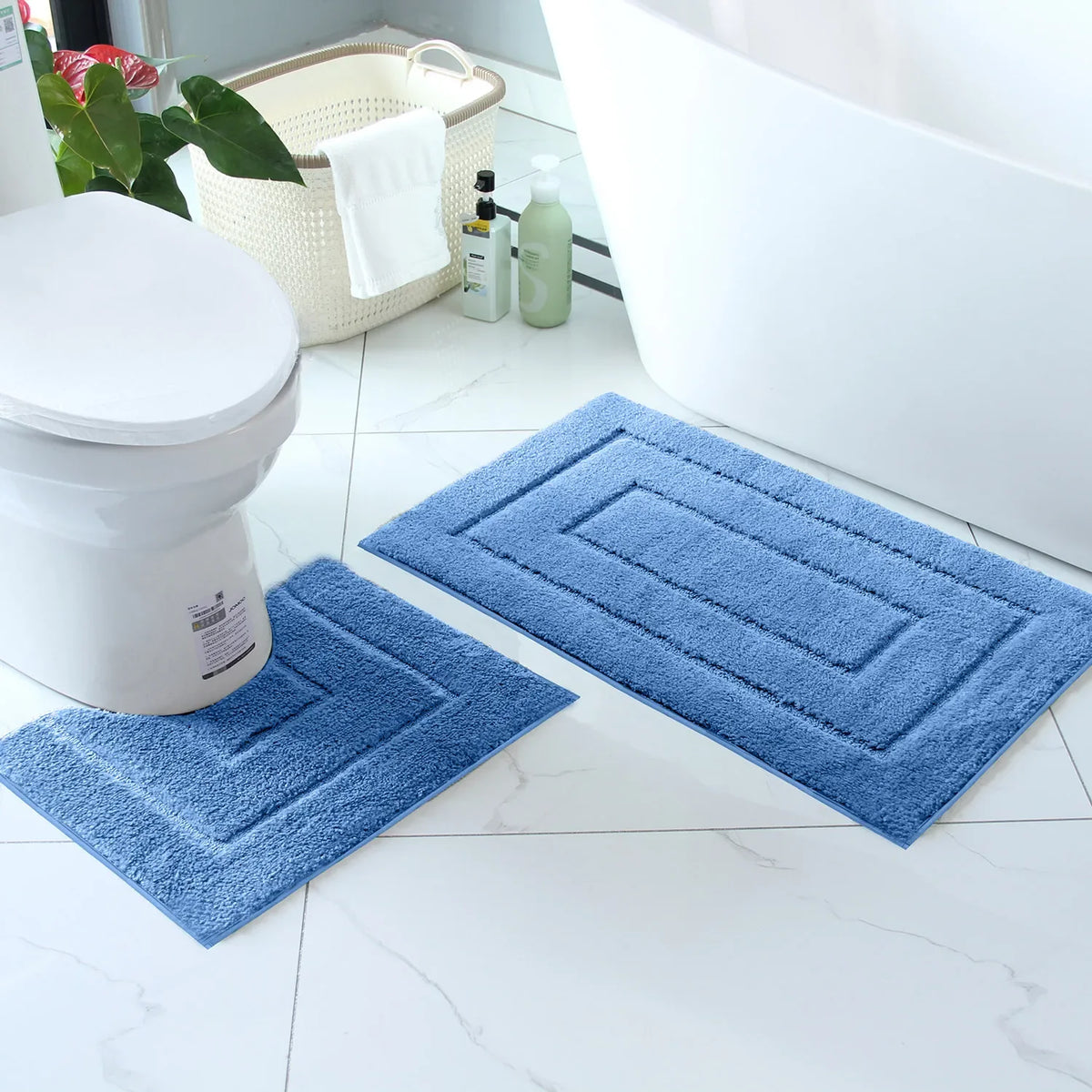 Tapis de Bain Antidérapant Cadréa – Duo Moelleux à Bordure