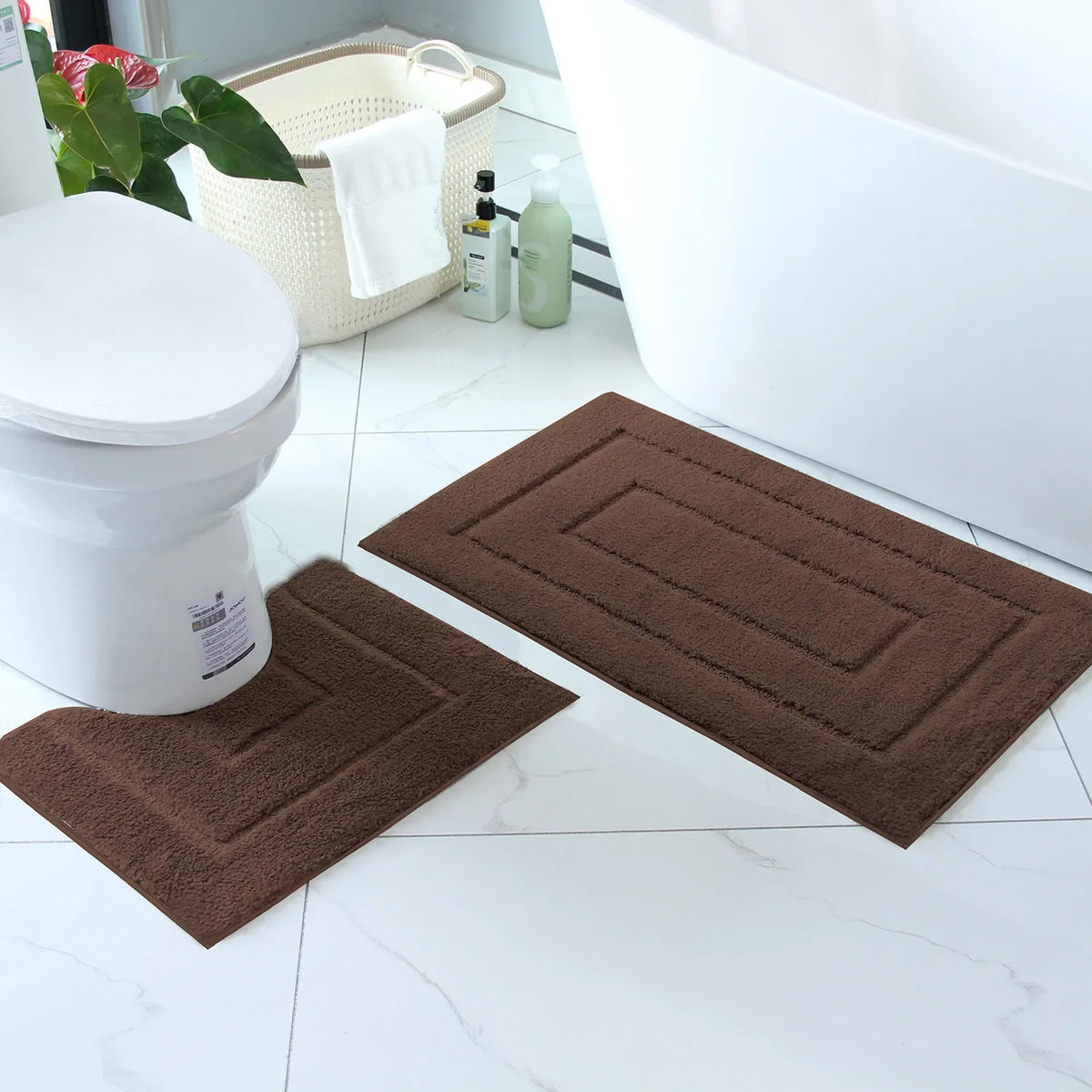 Tapis de Bain Antidérapant Cadréa – Duo Moelleux à Bordure