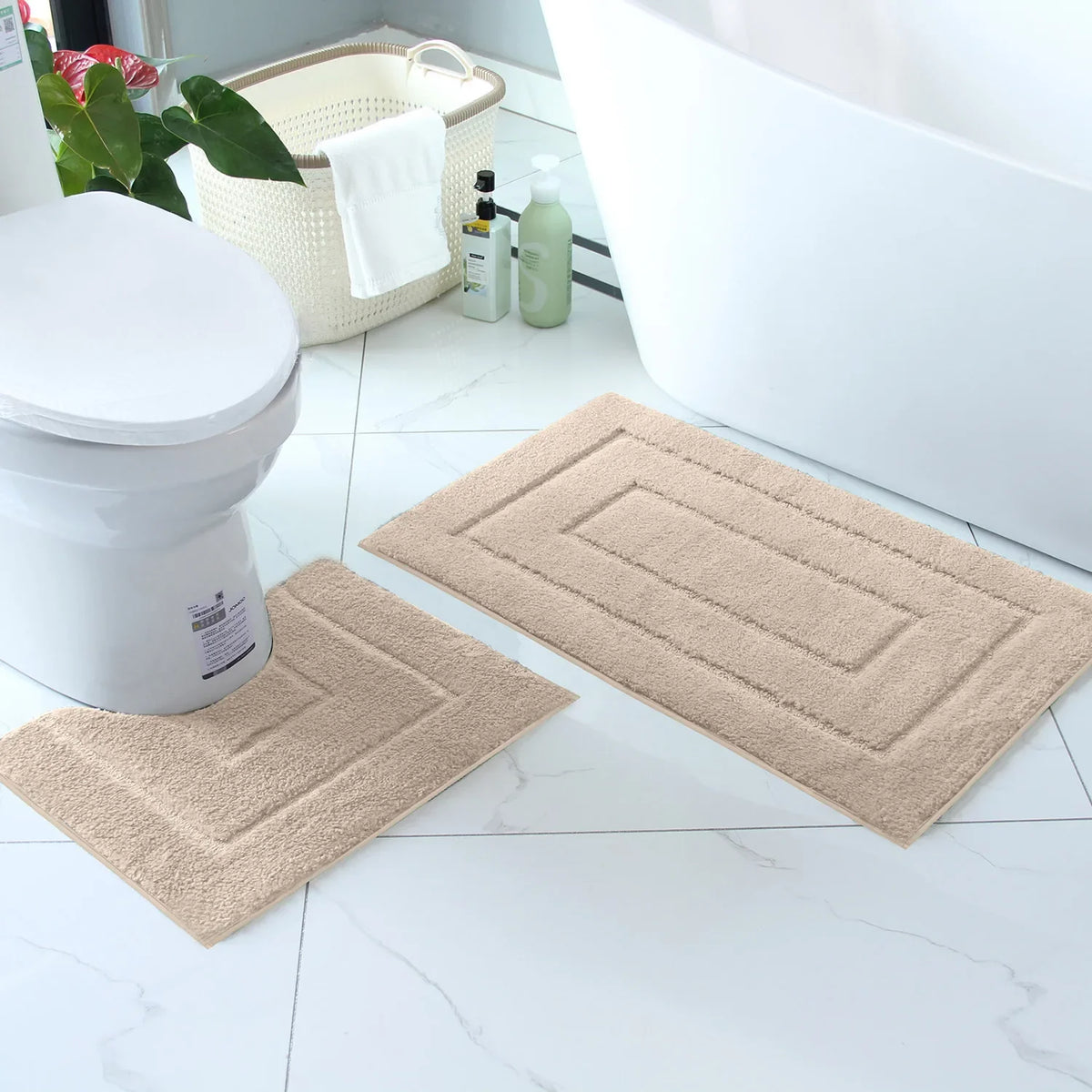 Tapis de Bain Antidérapant Cadréa – Duo Moelleux à Bordure