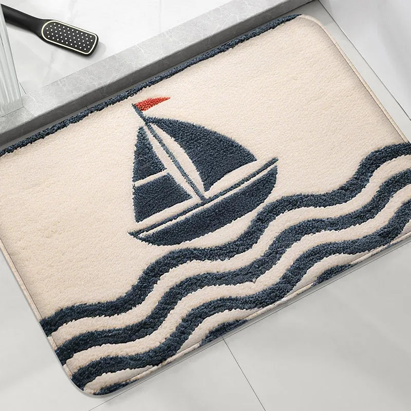 Tapis de Bain Antidérapant Motifs Marins Maréa