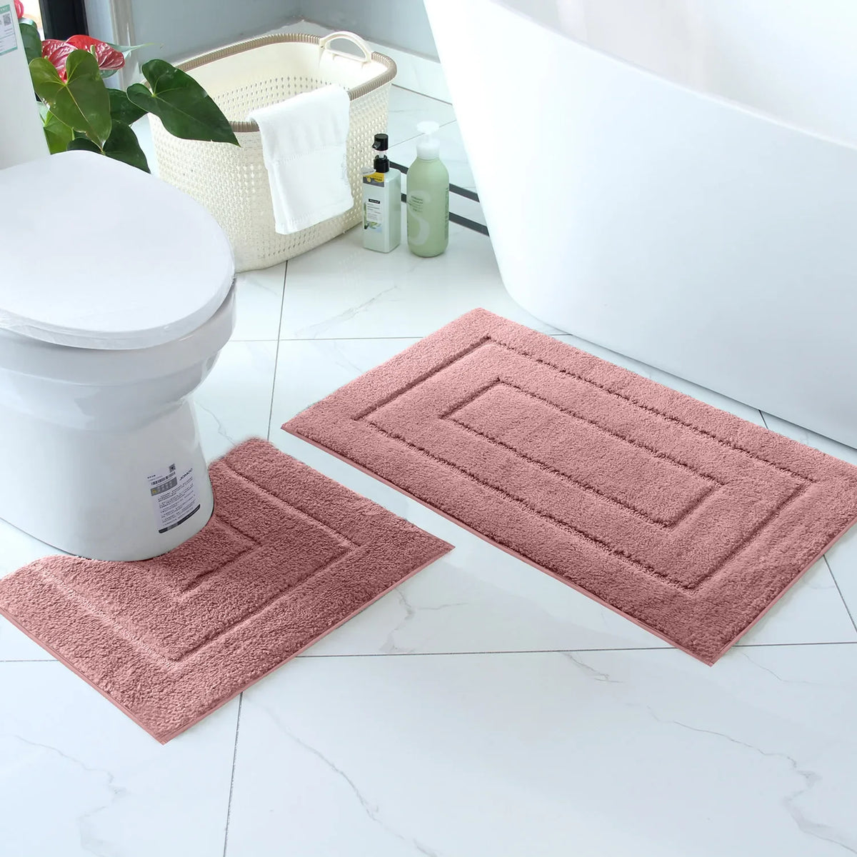 Tapis de Bain Antidérapant Cadréa – Duo Moelleux à Bordure