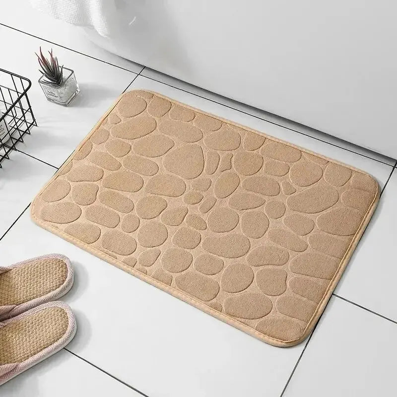 Tapis de Bain Antidérapant ZenMat Effet Galets, Antidérapant et Moelleux
