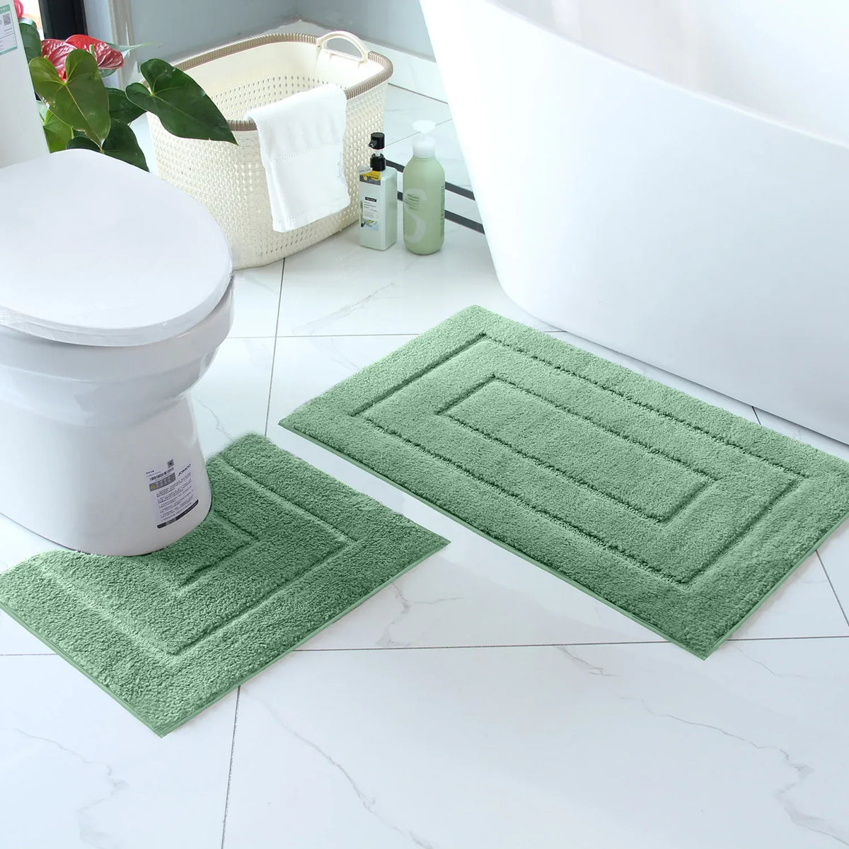 Tapis de Bain Antidérapant Cadréa – Duo Moelleux à Bordure