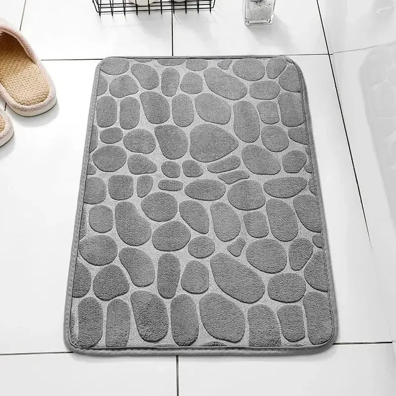 Tapis de Bain Antidérapant ZenMat Effet Galets, Antidérapant et Moelleux