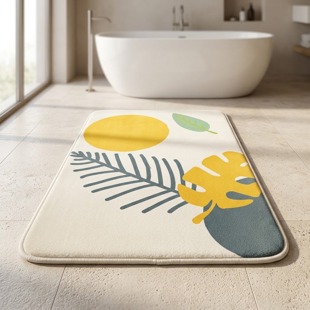 Tapis de Bain Antidérapant Feuillage Tropical Verdéa