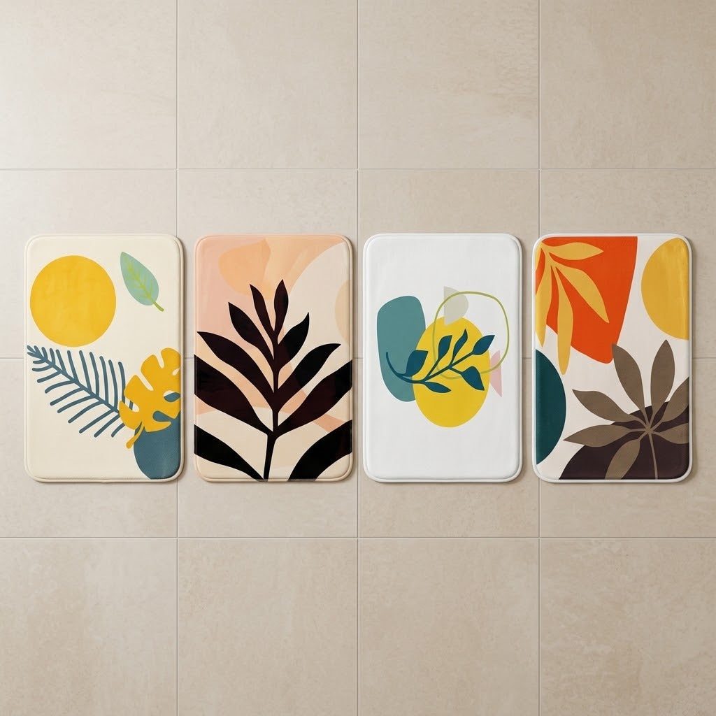 Tapis de Bain Antidérapant Feuillage Tropical Verdéa