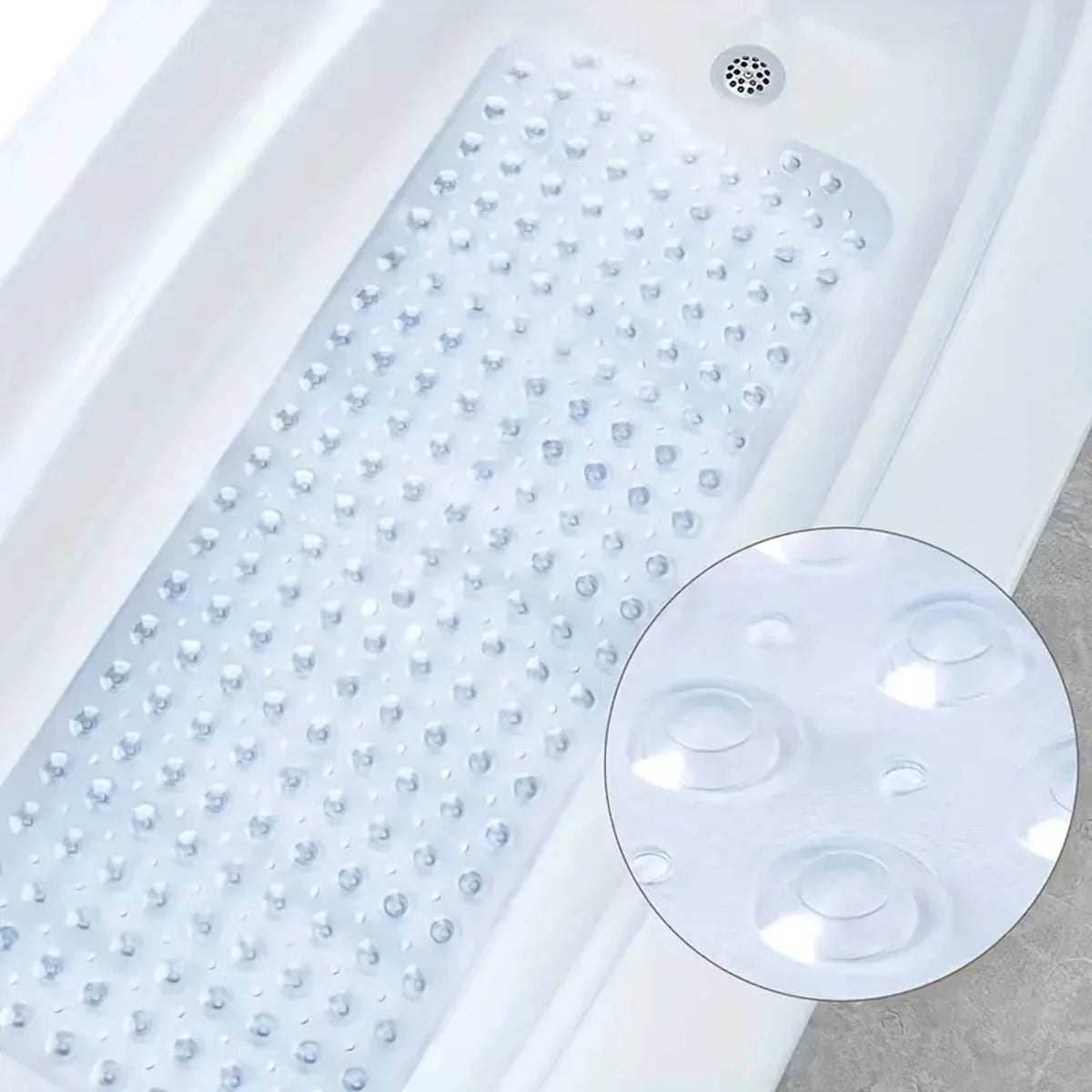 Tapis de baignoire Baignéa Transparent, ventouses et picots de massage
