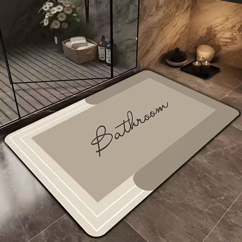 Tapis de bain Calligraphéa beige lettrage Bathroom