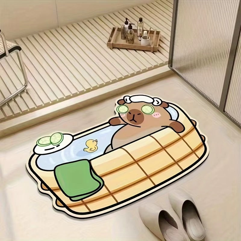 Tapis de bain Capybaréa motif Masque Concombre