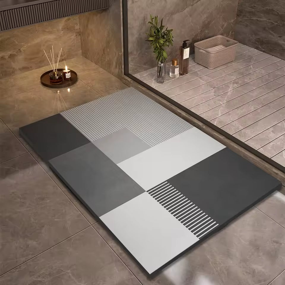 Tapis de bain Géoméa - Couleur 7, motif géométrique