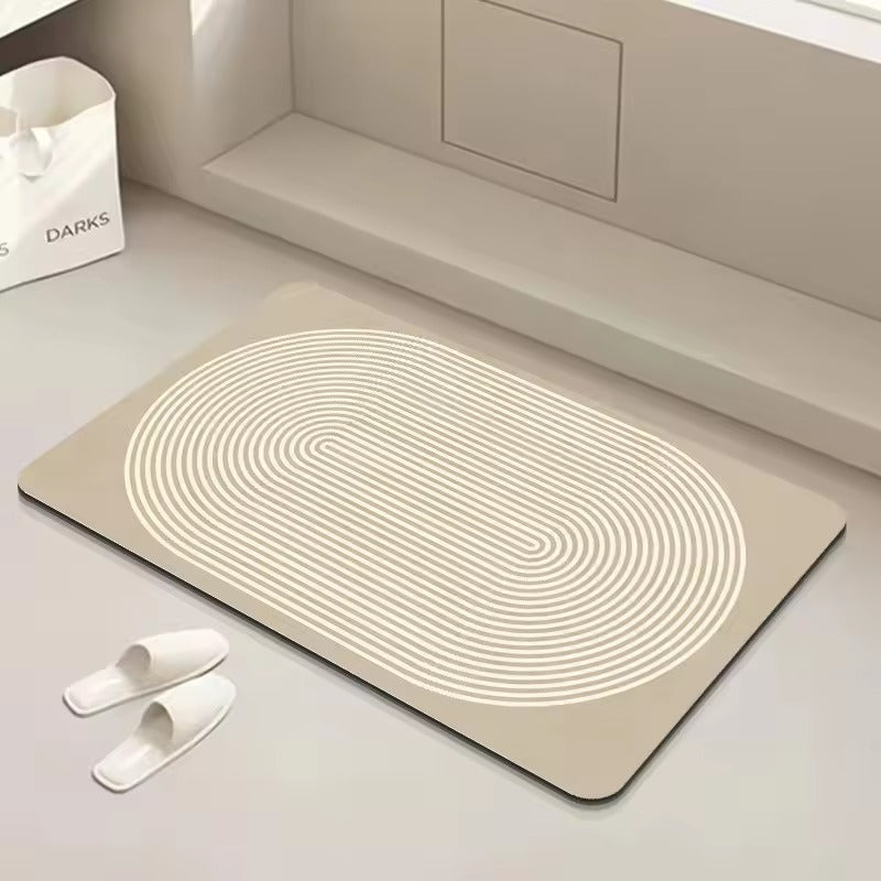 Tapis de bain Sabléa - Couleur 1, motif géométrique beige
