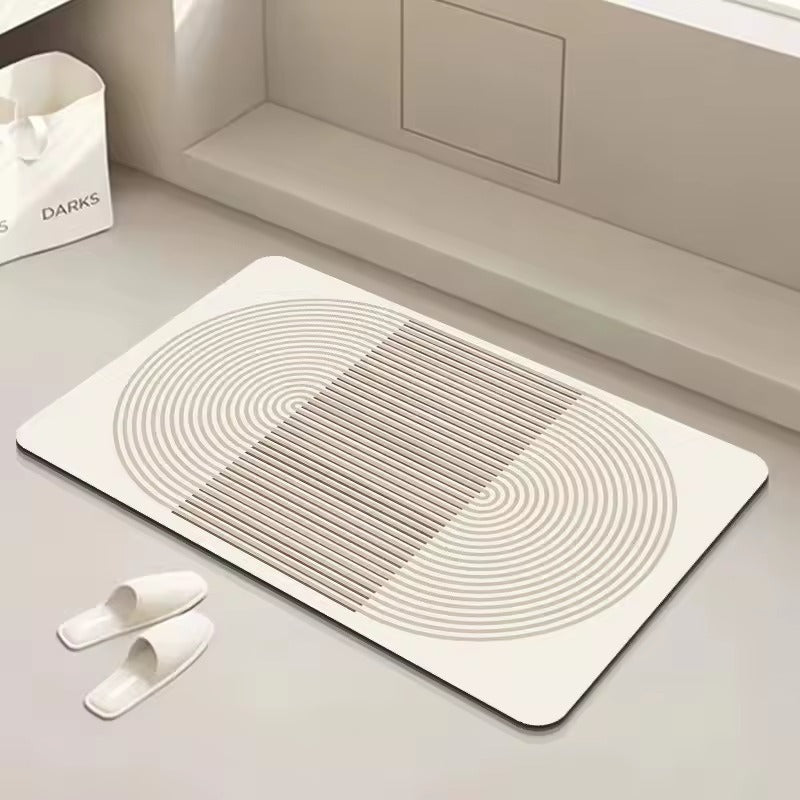 Tapis de bain Sabléa - Couleur 2, motif géométrique beige
