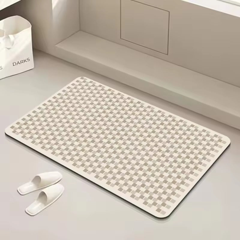 Tapis de bain Sabléa - Couleur 3, motif géométrique beige