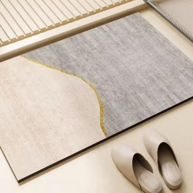 Tapis de bain Sabléa - Couleur 5, motif géométrique beige