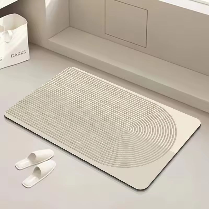 Tapis de bain Sabléa - Couleur 6, motif géométrique beige