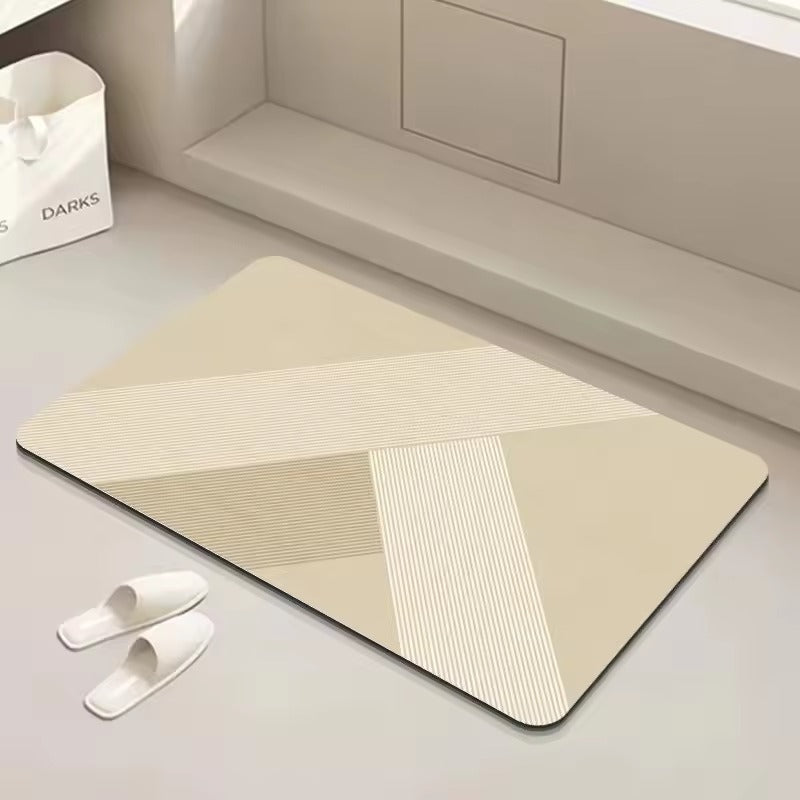 Tapis de bain Sabléa - Couleur 7, motif géométrique beige