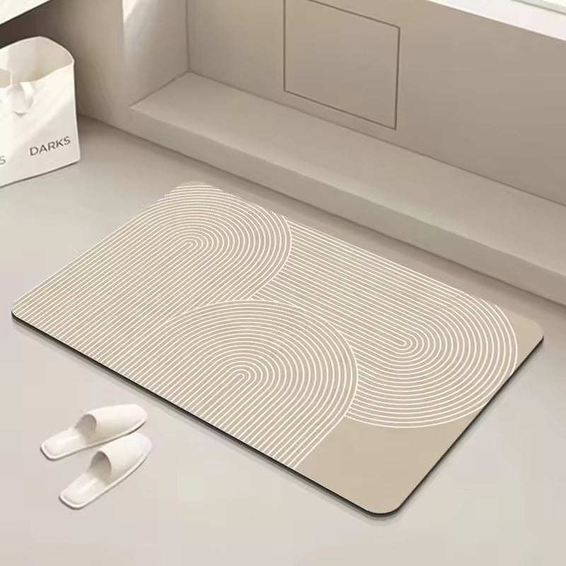 Tapis de bain Sabléa - Couleur 8, motif géométrique beige