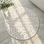 Tapis de douche rond Rondéa blanc effet galets