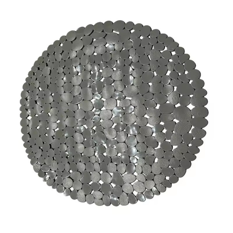 Tapis de douche rond Rondéa gris effet galets