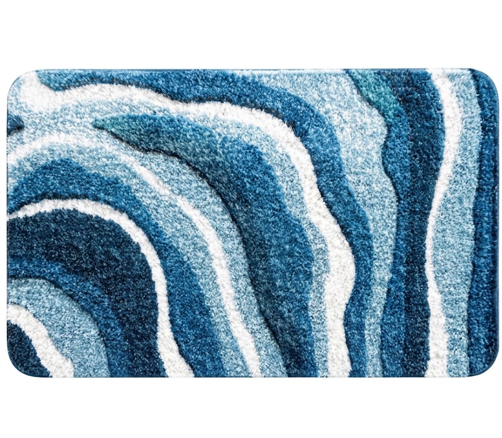 Tapis de Bain Antidérapant Vagues Bleues Ondéa