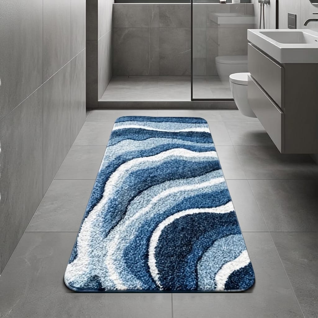 Tapis de Bain Antidérapant Vagues Bleues Ondéa