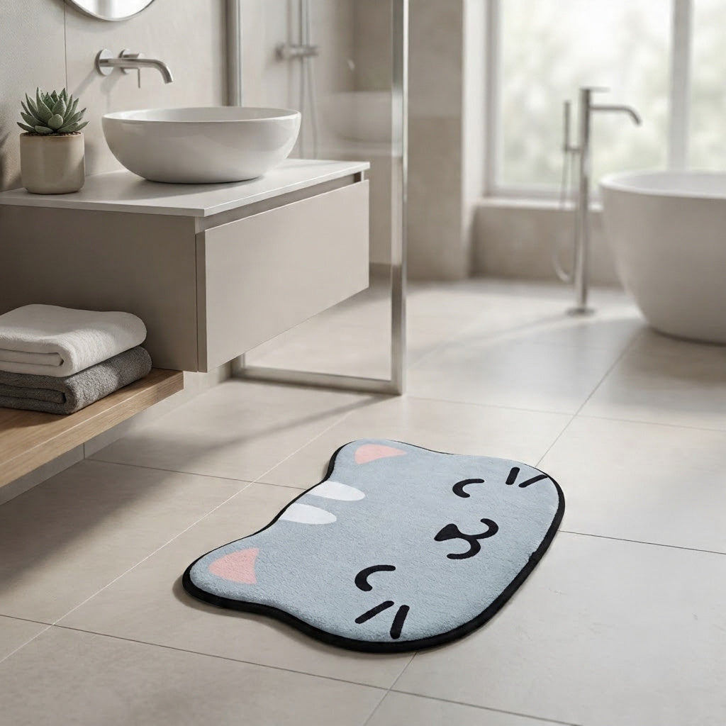 Tapis de Bain Chat Kawaii Néko  Ultra-Doux & Antidérapant